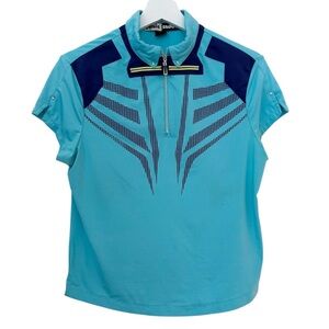 Jamie Sadock Blue Short Sleeve Polo Athletic Shirt